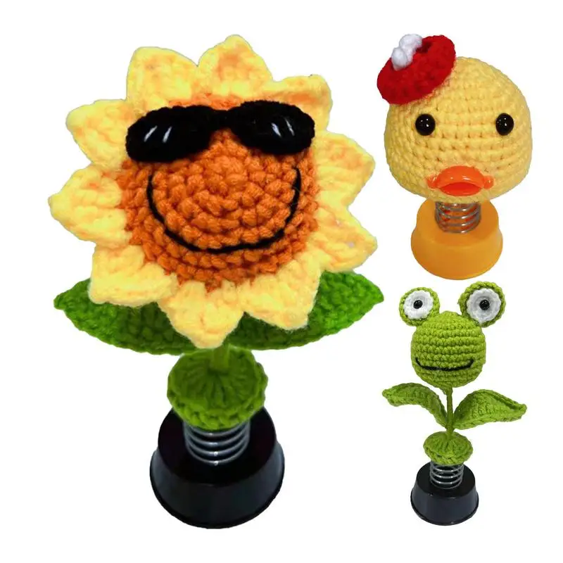 Украшения для приборной панели автомобиля вязаный крючком Подсолнух лягушка