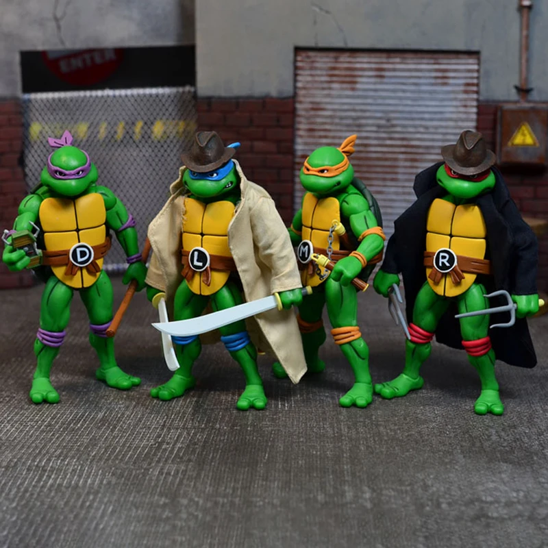 

Genuine NECA Ninja Turtles Michelangelo Raphael Da Vinci Donatello 7-inch action figure animation version model toys