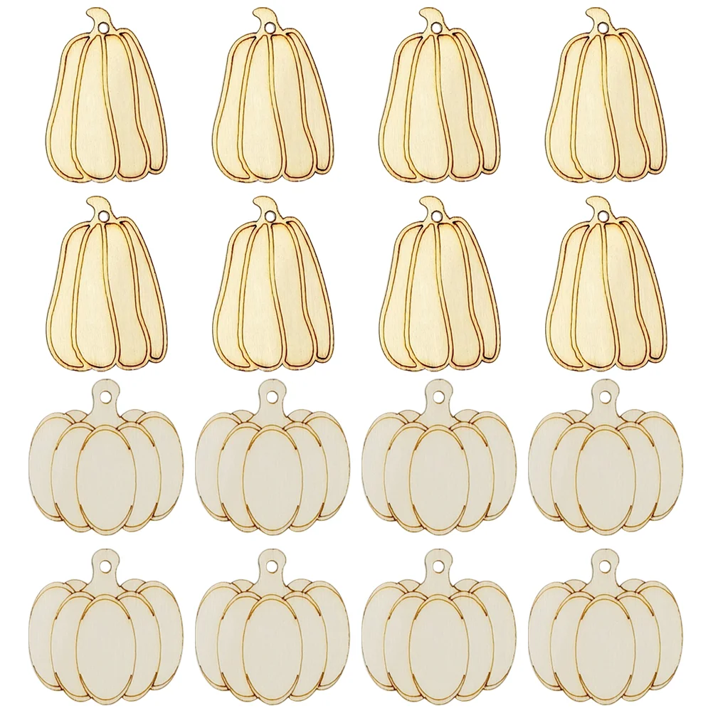 

50 Pcs Tag Pumpkin Chips Unfinished Wood Slices Wooden DIY Ornaments Accessories Rope Tags Craft Blank