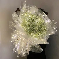 6060cm led transparent flower wrapping paper rose flower gift decoration birthday wedding party decor bouquet package supplies