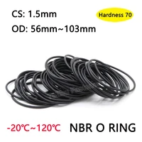 10pcs nitrile rubber o ring seal gasket thickness cs 1 5mm od 56mm 103mm nbr o ring spacer oil resistant washer black hardness70
