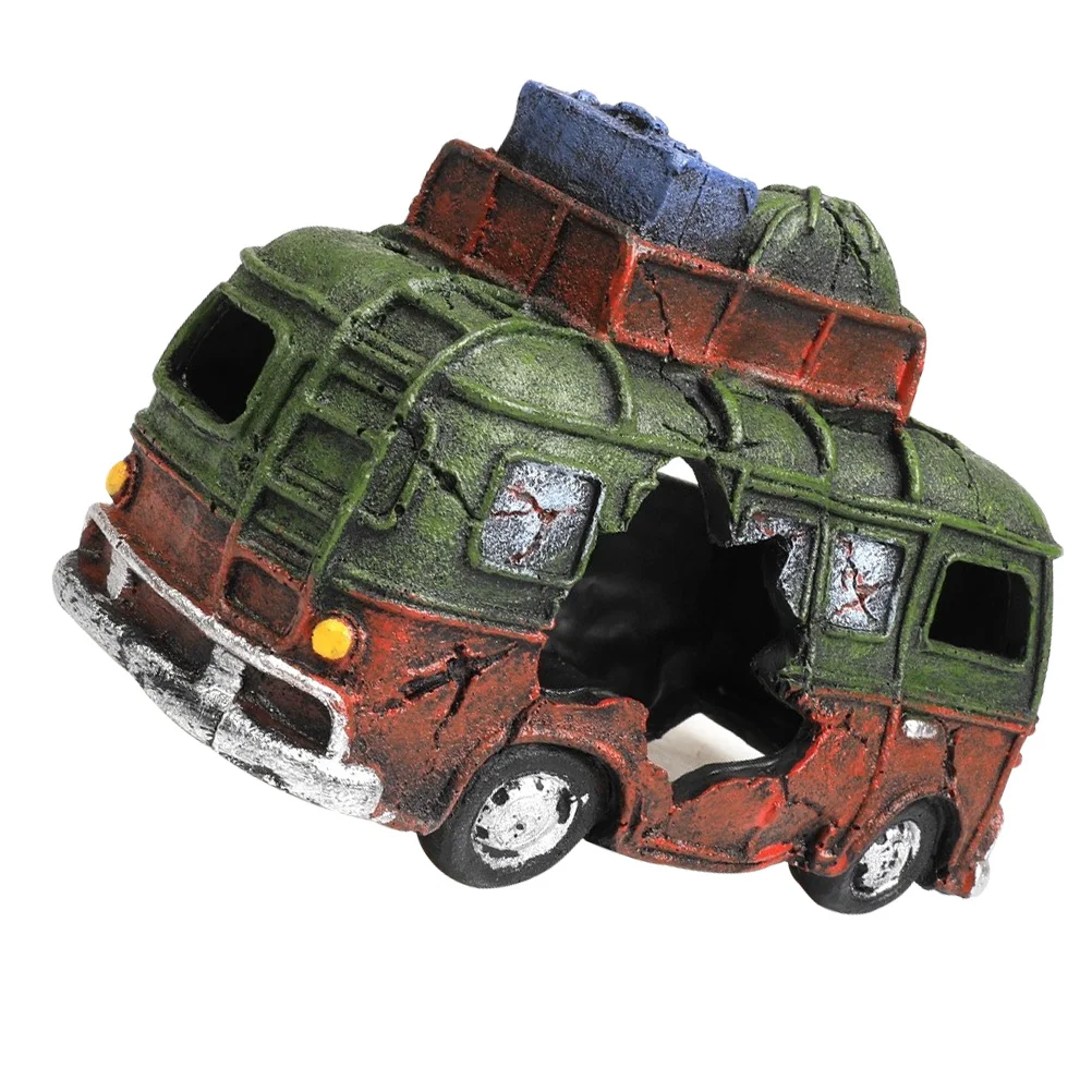 

Aqua Wreck Car Decoration Sunken Fish Tank Ornament Bus Resin Handicraft Articles Landscaping Aquarium