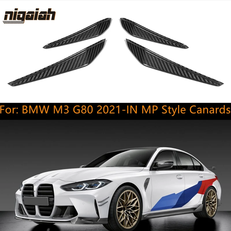 

4pcs G82 Carbon Fiber Car Styling Accessories Front Bumper Side Fin Splitter Canard Fit for BMW G80 M3 G82 M4 2021 UP