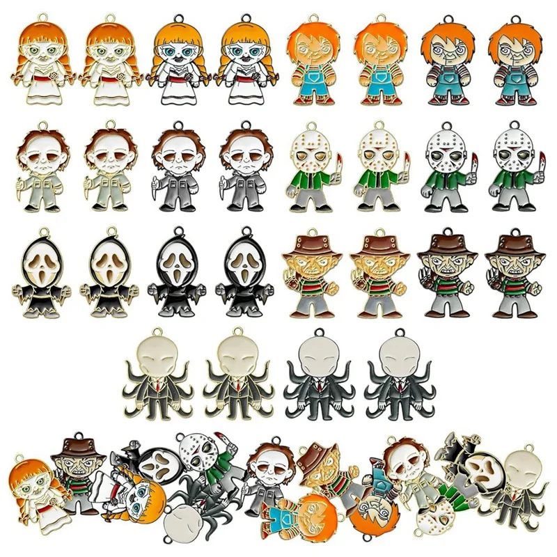 

28Pcs Horror Classic Movie Character Charms Halloween Enamel Pendant Horror Alloy Charm Pendant For Jewelry Making
