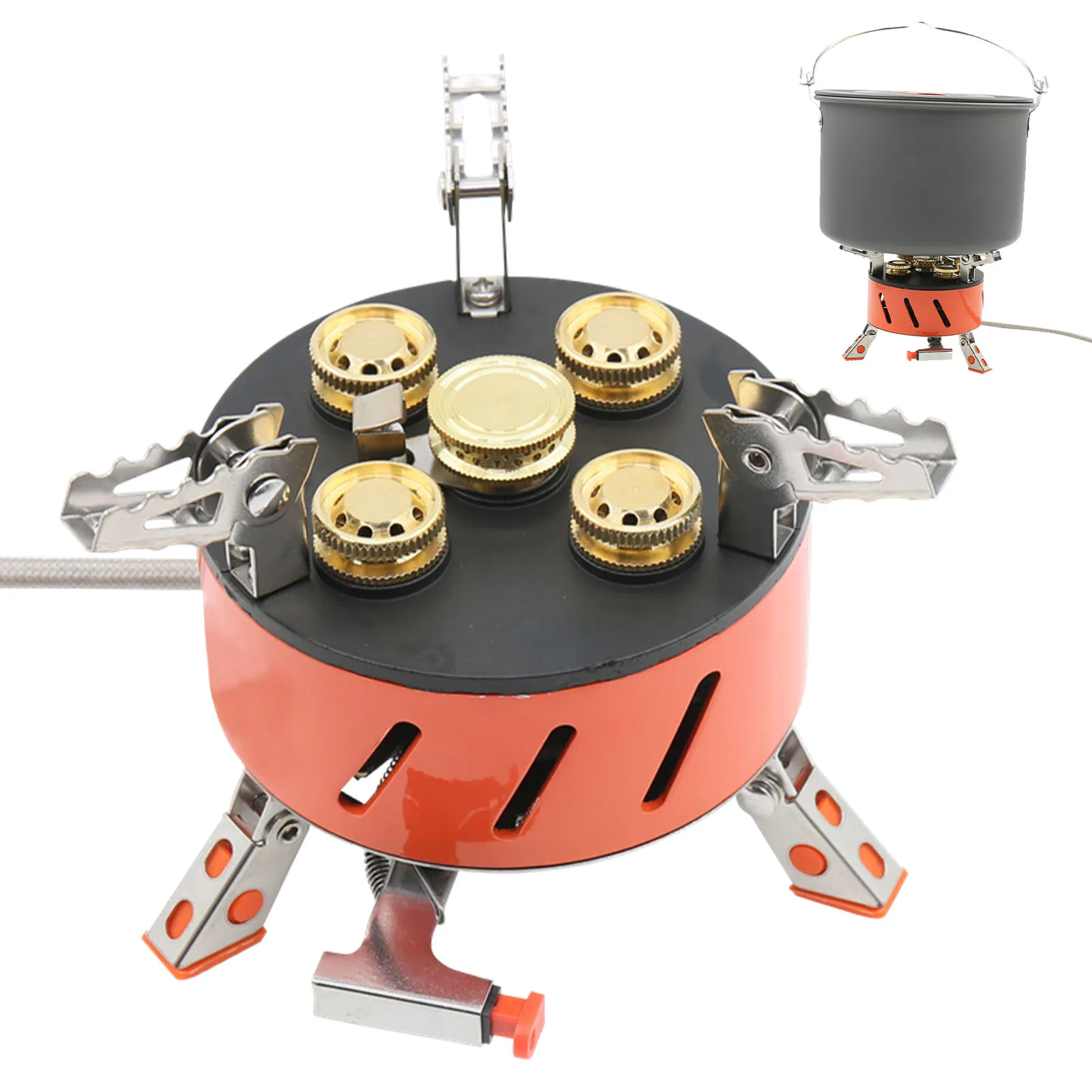 

15800 W Strong Fire Burner Stove Outdoor Wind-proof Gas Burner Stainless Steel Foldable Camping Supplies BBQ Backpacking 1013