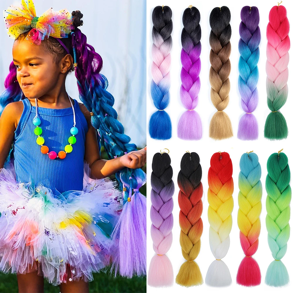 Ed Jumbo Hair Braids Ombre Braiding Hair Extensions Jumbo Braid Blonde Pink Blue Hair For Women And Kids