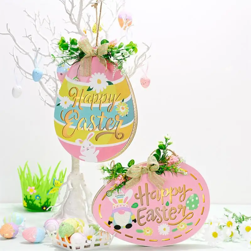 

Настенная подвеска в виде мультяшного кролика, яйца, украшение для пасхальвечерние, доска с подсветкой, украшение для дома и сада