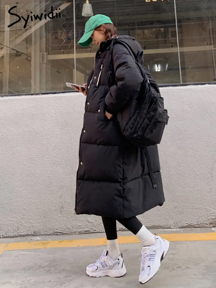 Syiwidii Long Parkas Winter Puffer Jacket Women 2022 Thicken Warm Bubble Coat Oversized Outerwear Korean Autumn Casual Jackets