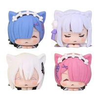 4cm anime figure re zero starting life in another world kawaii rem emilia cute cat ears lying model childrens toys pvc doll