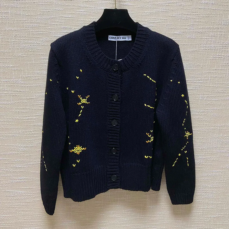 Женский шерстяной вязаный кардиган подиумный облегающий свитер с длинным