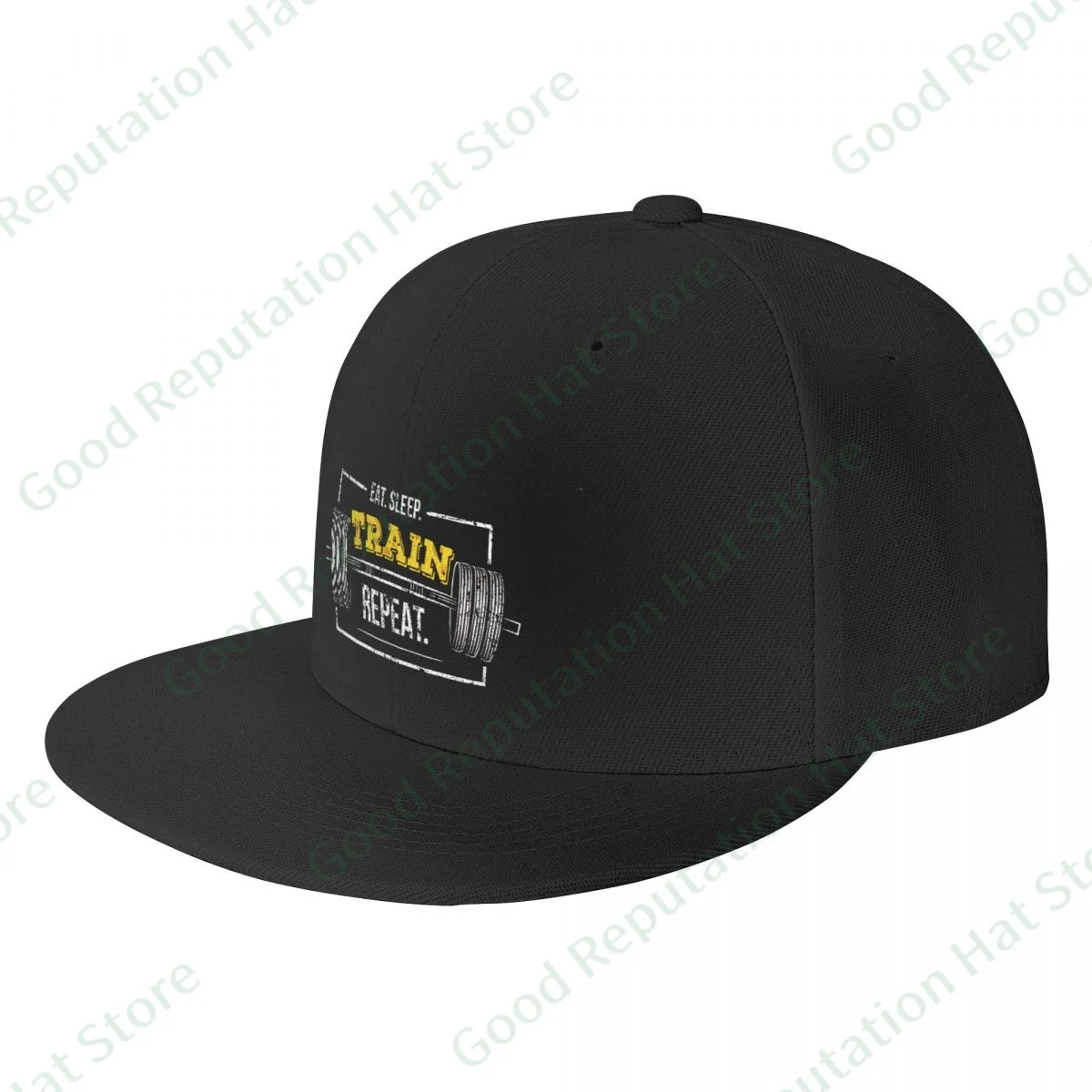 

Popular EAT. SLEEP. TRAIN REPEAT Baseball Cap Flat Peak Hip Hop Sun Flat hat Hats Men Women Caps Male Casual Travel Outdoor Hats