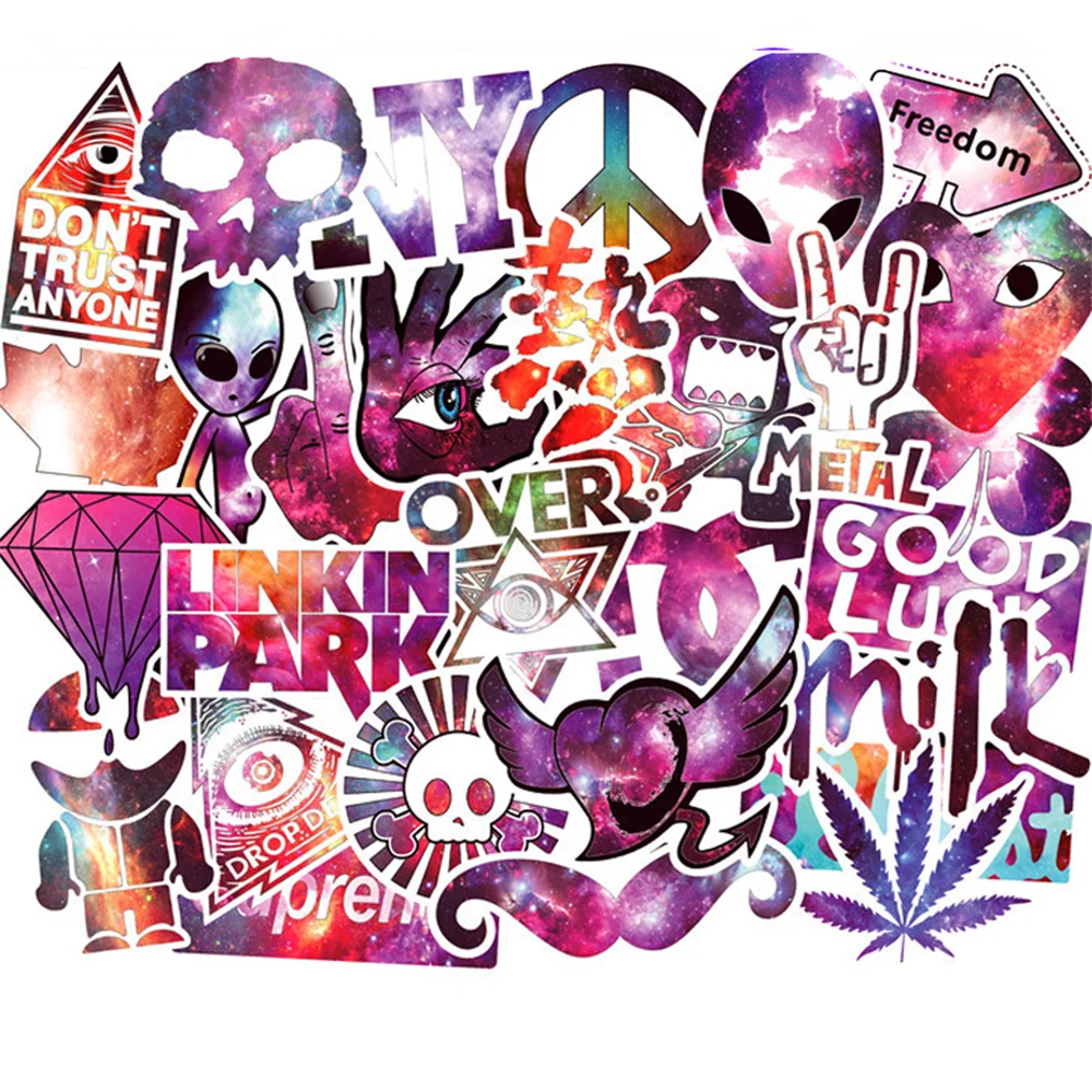 

10/30/50PCS Starry Sky Harajuku Style Sticker Friends Gift Graffiti Guitar Skateboard Scrapbook Ipad Laptop Sticker Wholesale
