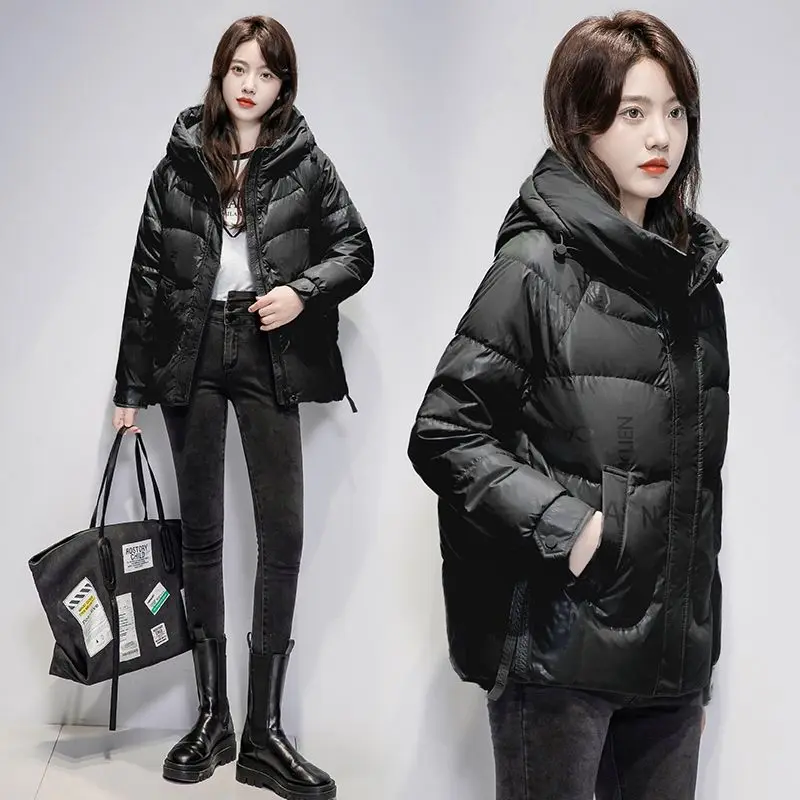 Women Winter Cotton Padded Jacket 2023 Winter New Coat Women Warm Thick Parkas Loose Gloosy Winter Jacket Women Outwear A04