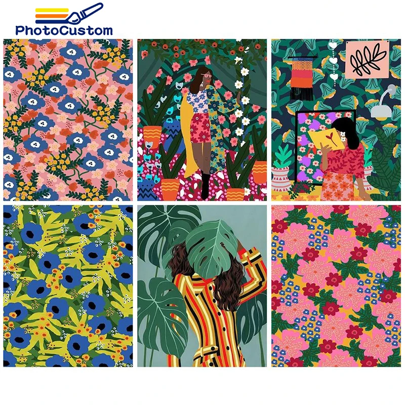 

PhotoCustom Paint By Numbers Pictures Abstract Figure Girl Picture Of Coloring By Numbers On Canvas DIY Kits For Adults Home Dec
