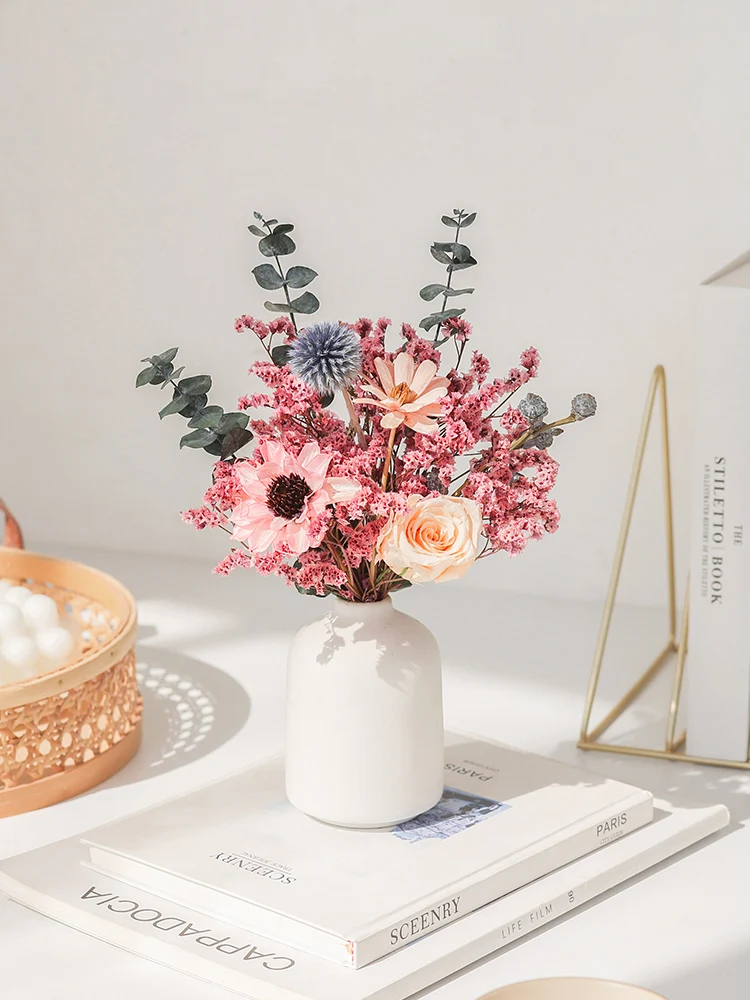 

Light luxury senior rose dried flower bouquet real flower natural reed diy materials living room decoration decoration pieces
