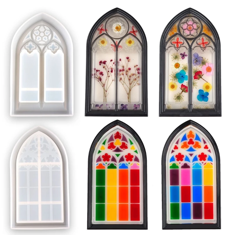 

Multifunction DIY Crystal Epoxy Resin Mold Church Window Storage Box Cabinet Making Silicone Mold for Wedding Party Decor