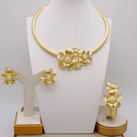 brazilian gold flower jewelry dubai jewelry sets for women italian style necklace bracelet earring italian style 24k jewelry