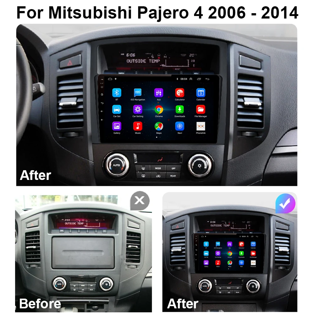 Автомагнитола для Mitsubishi Pajero 4 V80 V90 2006-2014 мультимедийный видеоплеер с GPS-навигацией