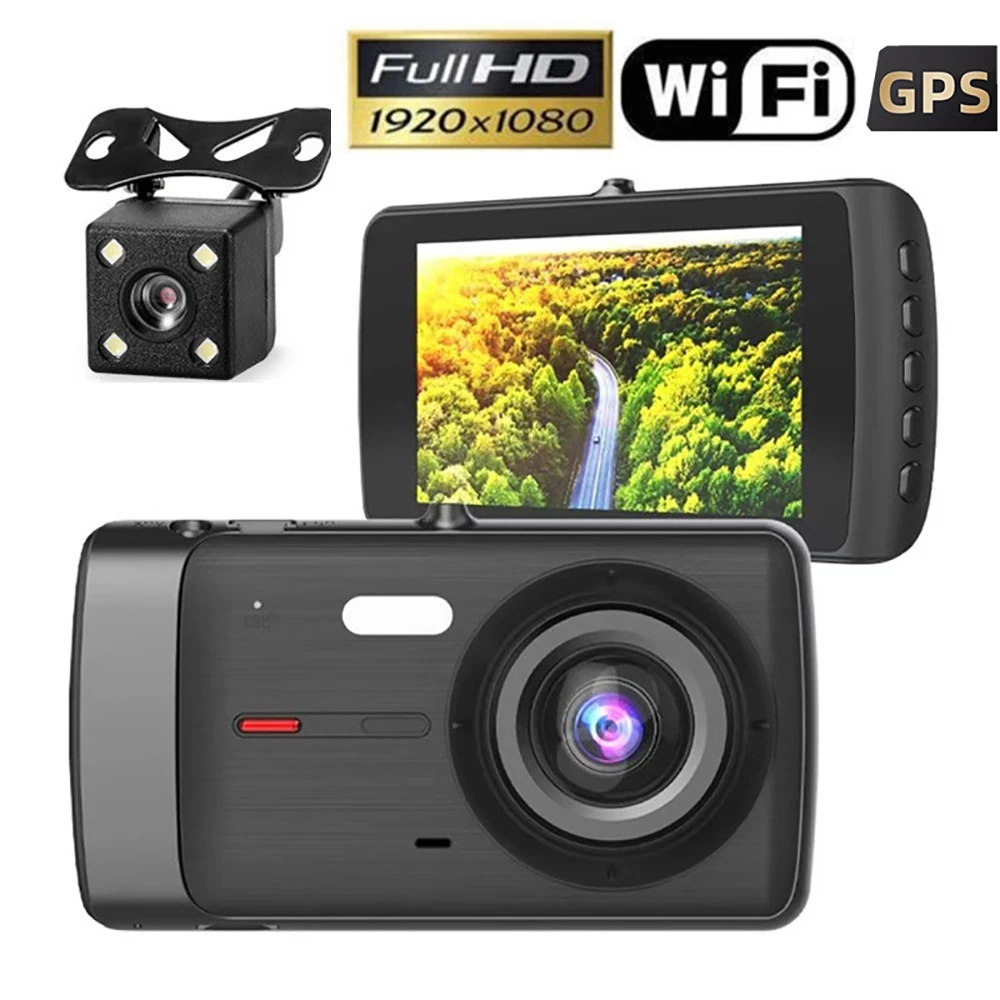 

Видеорегистратор автомобильный, Wi-Fi, 4,0 дюйма, Full HD, 1080P, GPS