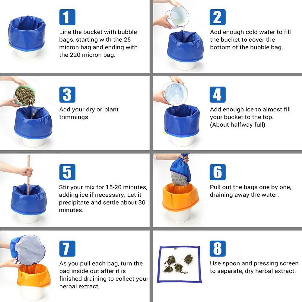 1 шт. 5 галлонов разноцветные микронные размеры пузырьковый хэш травяной мешок
