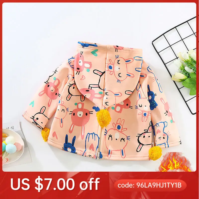 

Toddler Sweatshirt Children's Clothing Spring and Autumn Boys' and Girls' Cardigan Sweater Plush Hooded Coat Baby Coat
