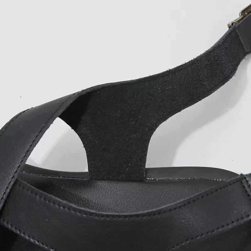 Women Summer Sandals 2023 New Genuine Leather Ladies Sandals Flat Fashion Sandals Women  Wedges Shoes for Women