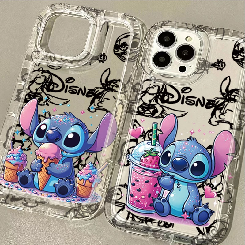 Cutes Disneys Stitchs Clear Case for Samsung Galaxy S10 S20 S21 S22 S23 S24 S25 FE Ultra Plus 5G Airbag Shockproof Cover