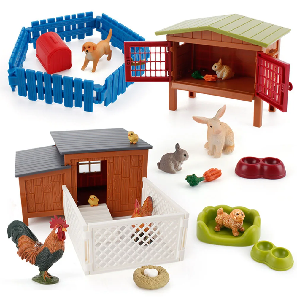 

Simulation Poultry Animal Model Set Chicken Coop Rabbit Nest Dog Nest Fun Scene Decoration For Kids Gifts