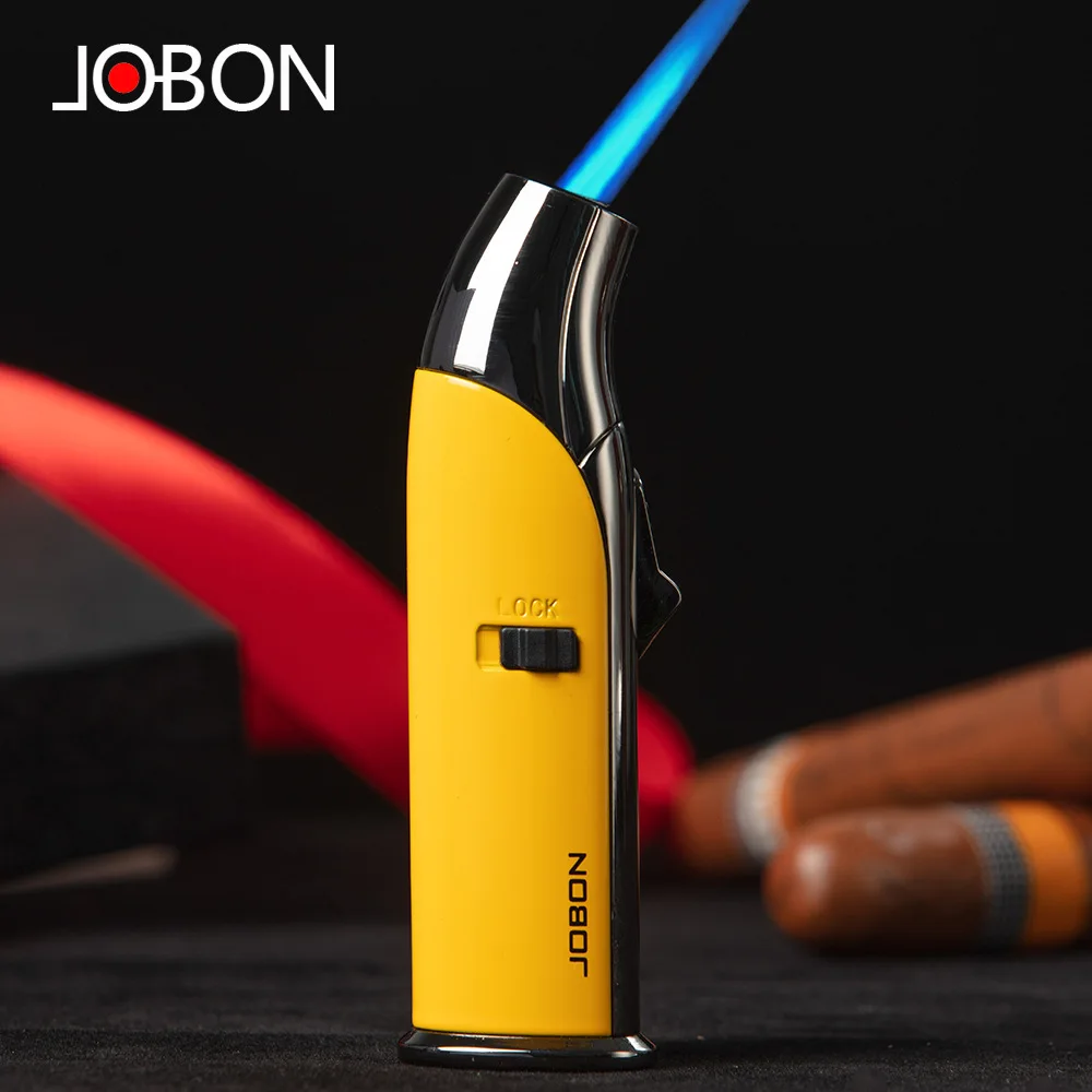 

JOBON Metal Butane Gas Lighter Outdoor Windproof Blue Flame Straight Turbo Flare Gun Cigar BBQ Jewelry Baking Lighters Tool