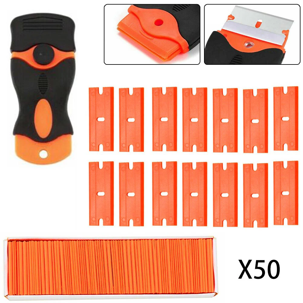 

Plastic Scraper With 50 PCS Blade Removing Glue Plastic Scraping Tool Wrapping Vinyl Car Wrap Sticker Squeegee Removal TooL