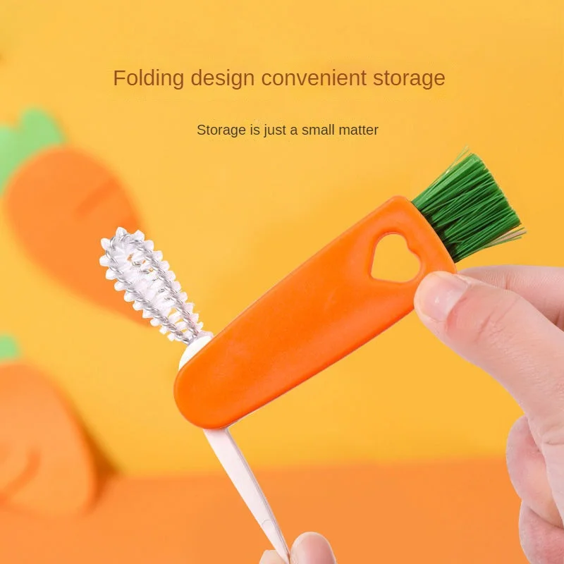 

Cup Cover Cleaning Brush Beautiful And Elegant Folding Design For Easy Storage A Brush Can Clean The Entire Bottle Carrot Shaped