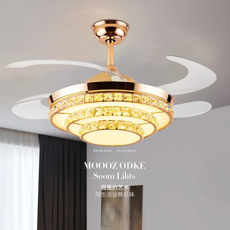 

Modern luxury crystal ceiling fan lamp fan lamp LED fan lamp 220V / 110V in living room, dining room and bedroom