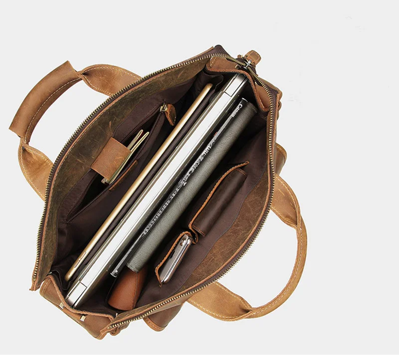Качественный портфель для ноутбука из натуральной кожи Crazy Horse, сумка для ноутбука, ПК, сумка через плечо для бизнеса, Мужская винтажная