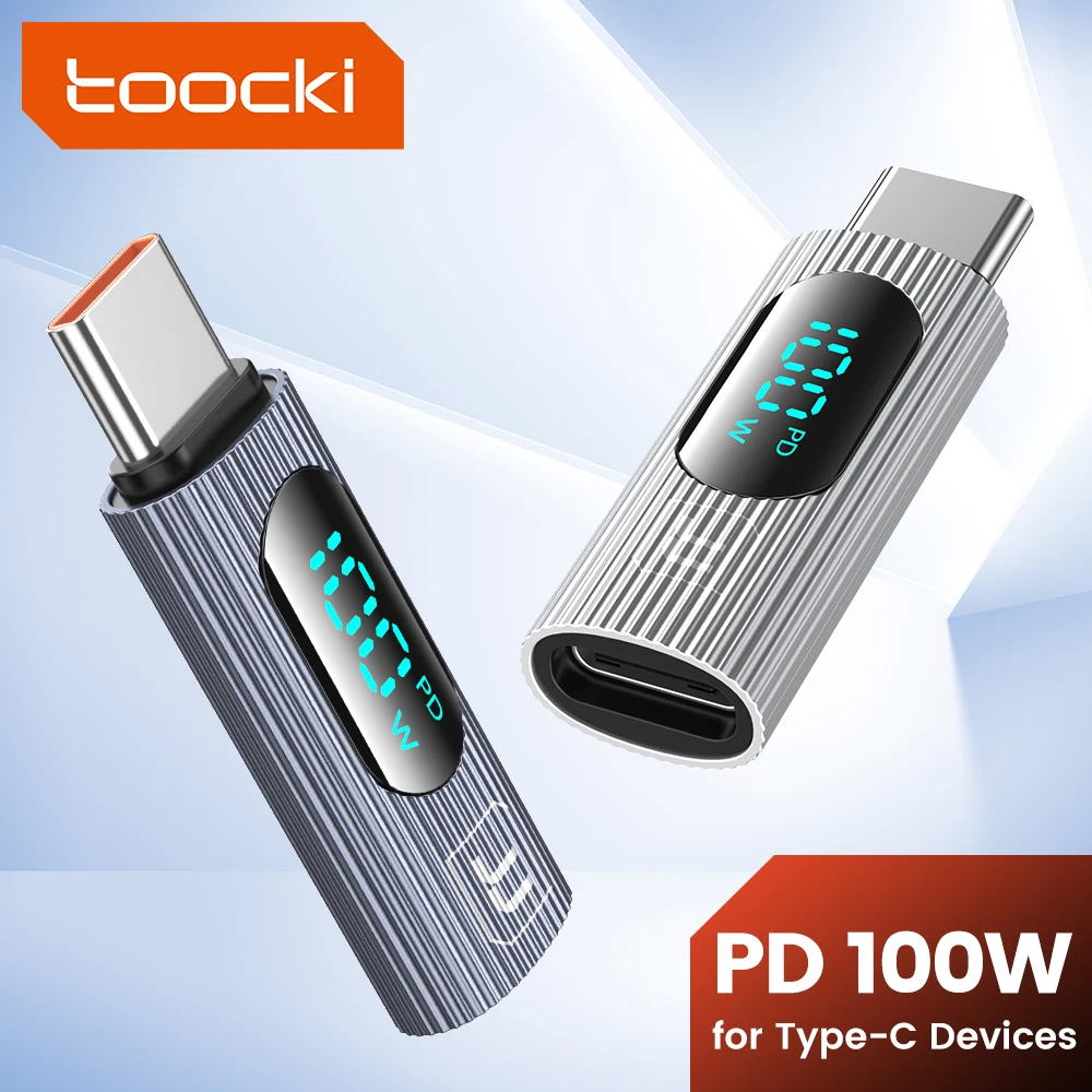 Адаптер Toocki OTG переходник с Type C на USB цифровым дисплеем 100 Вт