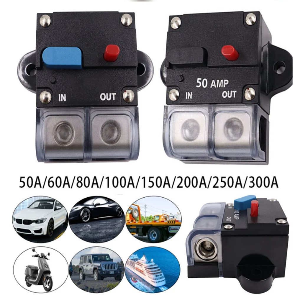 

50A-300A Car Truck Circuit Breaker Self Recoverable Circuit Breaker Car Audio Fuse Holder Power Fuse Automatic Switch