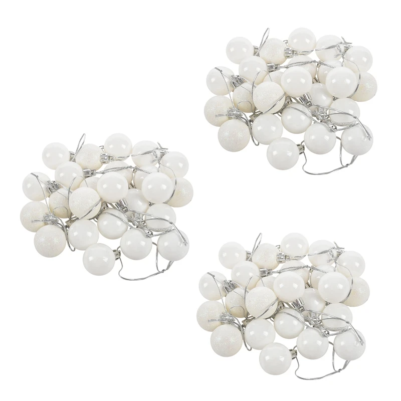 

72Pcs Chic Christmas Baubles Tree Plain Glitter XMAS Ornament Ball Decoration White