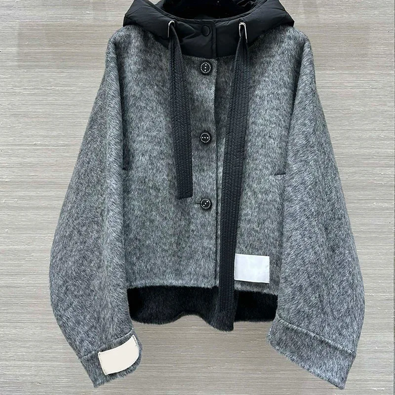 Подиумные женские двусторонние шерстяные короткие пальто винтажный пуховый