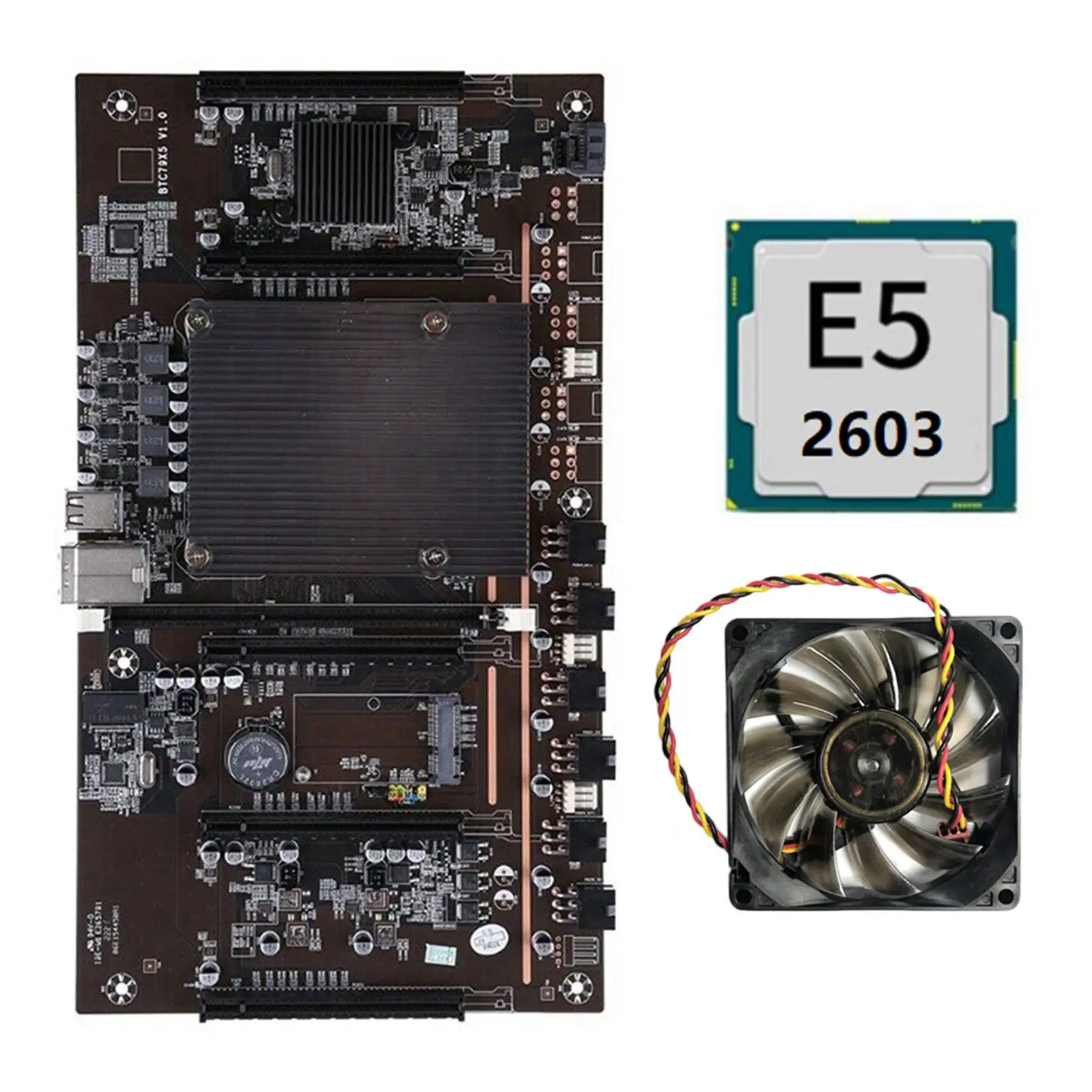 

X79 H61 BTC Miner Motherboard with E5 2603 CPU+Cooling Fan LGA 2011 DDR3 Support 3060 3070 3080 Graphics Card for BTC