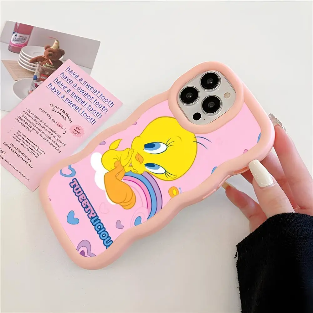 Funny Tweetys Bird Hot Cute Phone Case Pink Girls New Wave Corners Macaron For IPhone 16 15 14 13 12 11 X Vivo Samsung Op