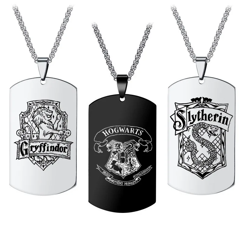 

Hot Selling Harriese Magician Boy Badge Necklace Gryffindor Hogwarts Slytherin College Pendant Birthday Jewelry Creative Gifts