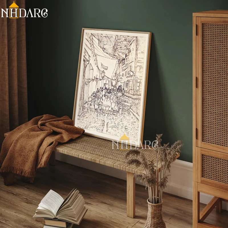 NHDARC Новые поступления Печать на холсте постер Картина Ван Гога рукописи кафе
