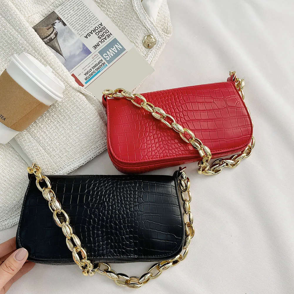 

Fanny Pack Shoulder Bag Ladies Alligator Pattern Pack Tote Bag Lady Solid Color Chain Luxury Evening Bags