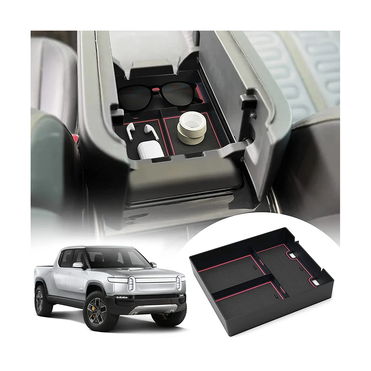 Центральная консоль органайзер для rivan R1T R1S 2022 красный