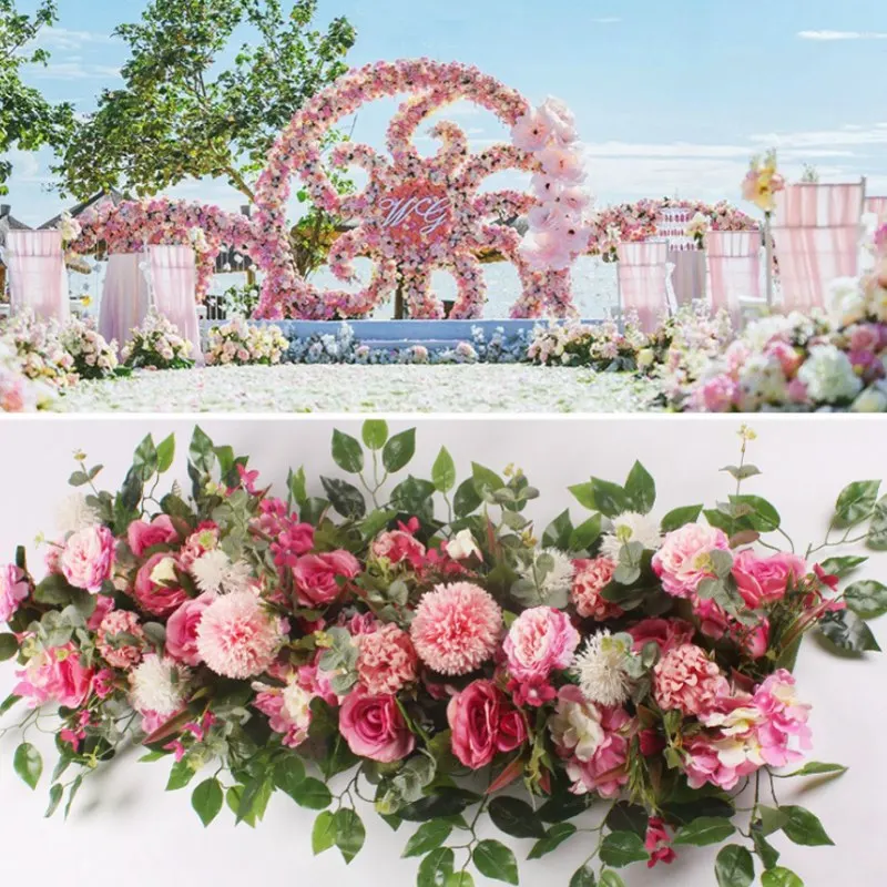 

50/100cm DIY wedding flower wall arrangement supplies silk peonies rose artificial flower row decor wedding iron arch backdrop