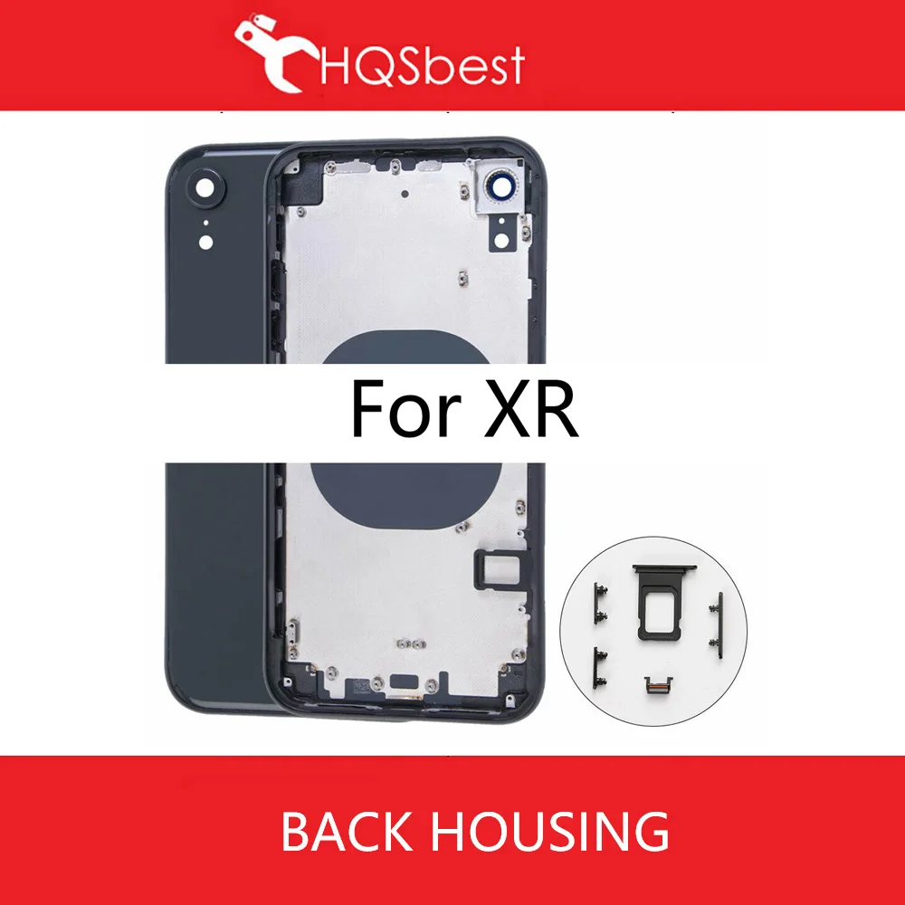 Back Housing Battery Door Middle Frame Chassis with Side Buttons Sim Tray Adhesive For Iphone X XR