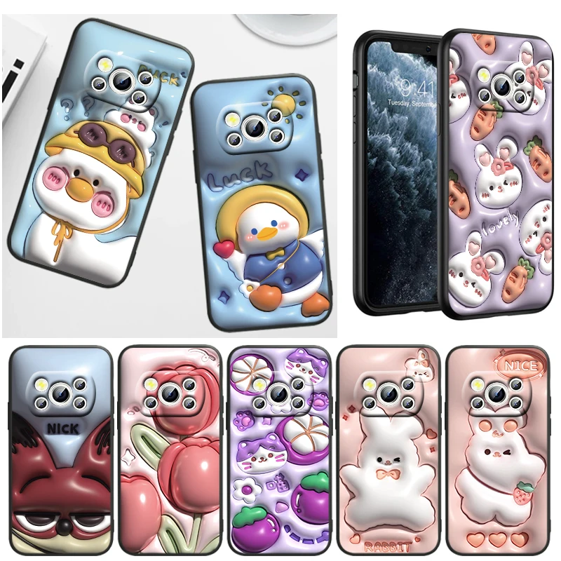 

Fandrindrana Rabbit Cute For Xiaomi Poco C40 C50 F4 M4 X4 GT X3 F3 GT M3 C3 NFC M2 F2 Pro Mi Mix3 Silicone Black Phone Case