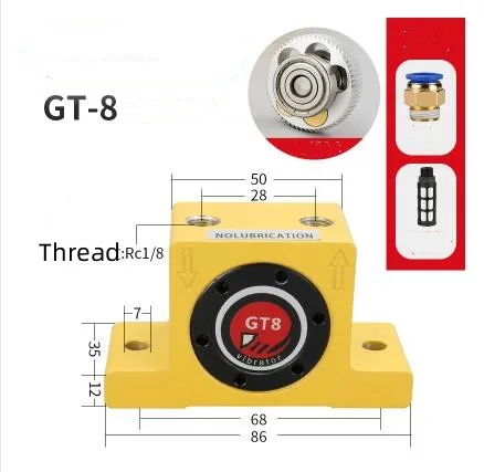 

1 шт., встроенный вибровибратор для пневматической турбины с разъемом для ПК и пластиковым глушителем