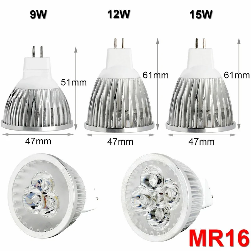 Светодиодные лампы 9W 12W 15W 6500K / 4500K 3000K Комната 45° AC85 - 265V DC12V MR16 GU10 E27 E14