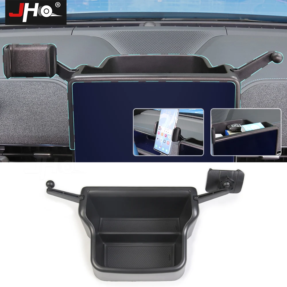 

JHO Dashboard Organizer Storage Box Rotatable Phone Holder Mount Kit For Ford Mustang Mach-E 2021 2022 Interior Car Accessories