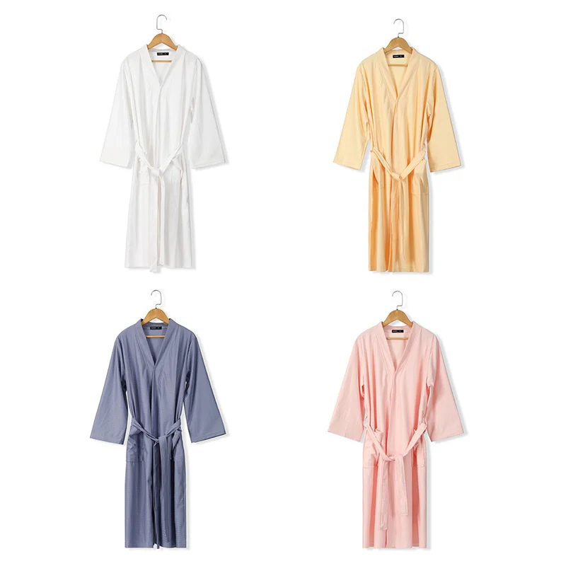 Women's Autumn Thin Couple Mid-Length Absorption Bathrobe Sensuous Men's Kimono Quick Dry Bathrobe Spring and Autumn